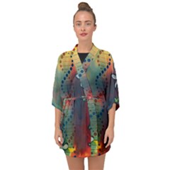 Flower Dna Half Sleeve Chiffon Kimono by RobLilly