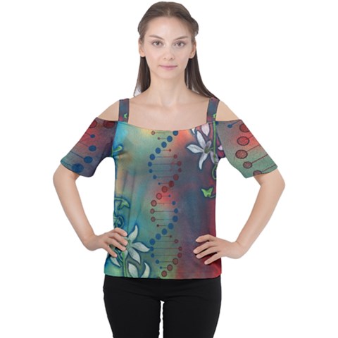 Flower Dna Cutout Shoulder Tee by RobLilly