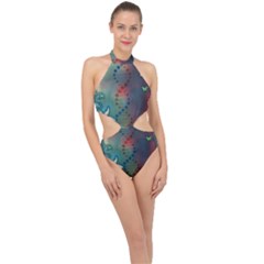 Flower Dna Halter Side Cut Swimsuit by RobLilly