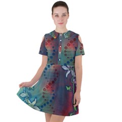 Flower Dna Short Sleeve Shoulder Cut Out Dress  by RobLilly