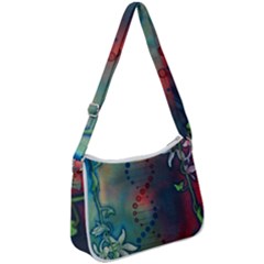 Flower Dna Zip Up Shoulder Bag