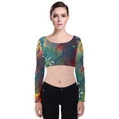 Flower Dna Velvet Long Sleeve Crop Top