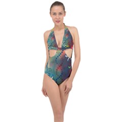 Flower Dna Halter Front Plunge Swimsuit by RobLilly