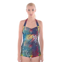 Flower Dna Boyleg Halter Swimsuit  by RobLilly