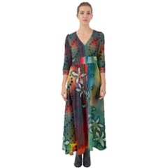 Flower Dna Button Up Boho Maxi Dress