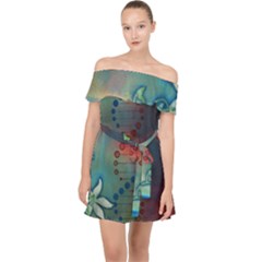 Flower Dna Off Shoulder Chiffon Dress by RobLilly