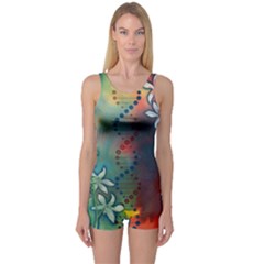 Flower Dna One Piece Boyleg Swimsuit by RobLilly