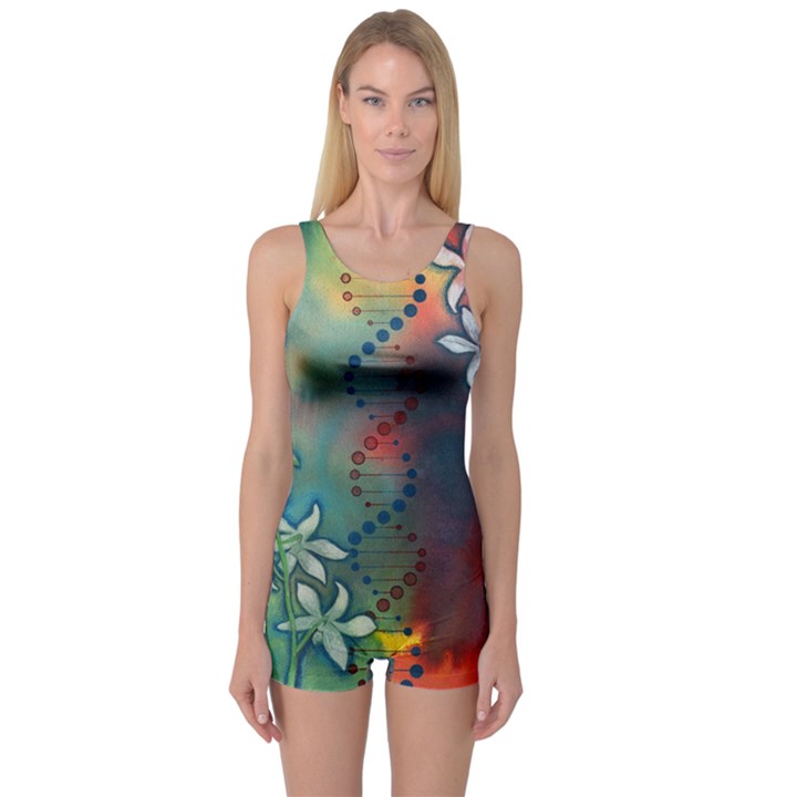 Flower Dna One Piece Boyleg Swimsuit