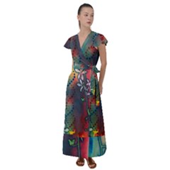 Flower Dna Flutter Sleeve Maxi Dress by RobLilly