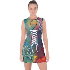 Flower Dna Lace Up Front Bodycon Dress by RobLilly