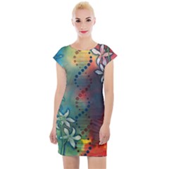 Flower Dna Cap Sleeve Bodycon Dress by RobLilly