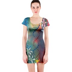 Flower Dna Short Sleeve Bodycon Dress by RobLilly