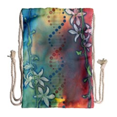 Flower Dna Drawstring Bag (large) by RobLilly