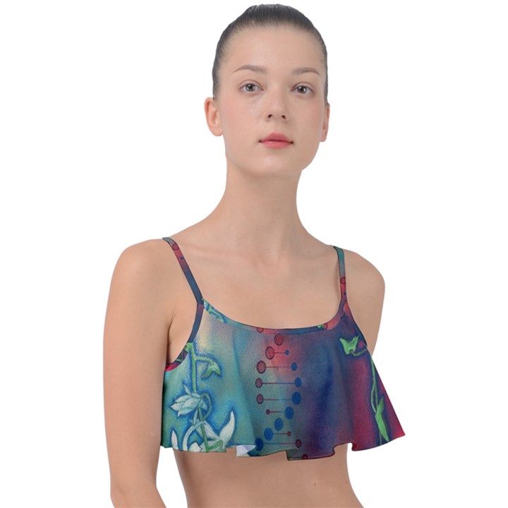 Flower Dna Frill Bikini Top