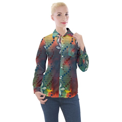 Flower Dna Women s Long Sleeve Pocket Shirt by RobLilly