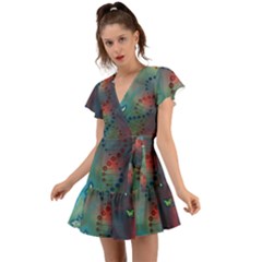 Flower Dna Flutter Sleeve Wrap Dress by RobLilly