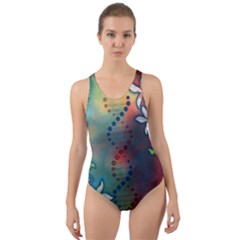 Flower Dna Cut-out Back One Piece Swimsuit by RobLilly