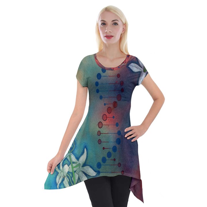 Flower Dna Short Sleeve Side Drop Tunic