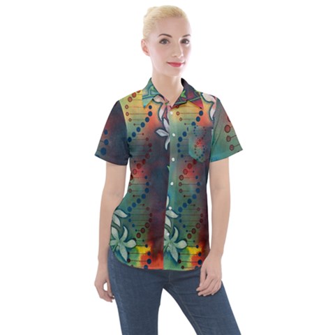 Flower Dna Women s Short Sleeve Pocket Shirt by RobLilly