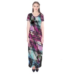 Matrix Grunge Print Short Sleeve Maxi Dress by dflcprintsclothing