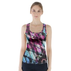 Matrix Grunge Print Racer Back Sports Top by dflcprintsclothing