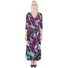 Matrix Grunge Print Quarter Sleeve Wrap Maxi Dress by dflcprintsclothing