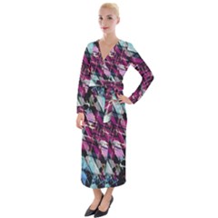 Matrix Grunge Print Velvet Maxi Wrap Dress by dflcprintsclothing