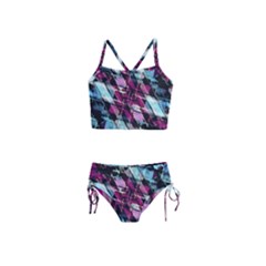 Matrix Grunge Print Girls  Tankini Swimsuit by dflcprintsclothing