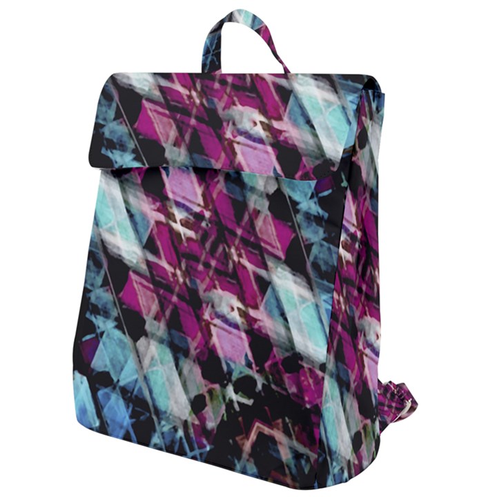 Matrix Grunge Print Flap Top Backpack