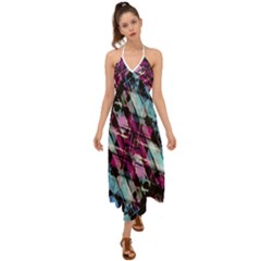 Matrix Grunge Print Halter Tie Back Dress  by dflcprintsclothing