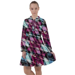 Matrix Grunge Print All Frills Chiffon Dress