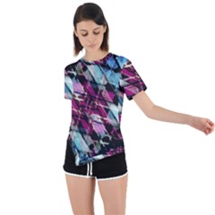 Matrix Grunge Print Asymmetrical Short Sleeve Sports Tee by dflcprintsclothing