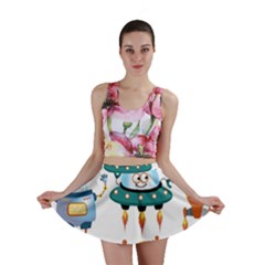 Vector set funny robots cartoon Mini Skirt