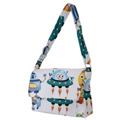 Vector set funny robots cartoon Full Print Messenger Bag (M)