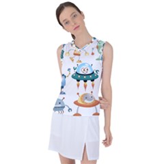 Vector set funny robots cartoon Women s Sleeveless Sports Top