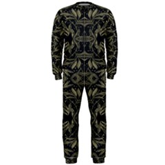 Stylized Golden Ornate Nature Motif Print Onepiece Jumpsuit (men)  by dflcprintsclothing