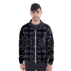 Stylized Golden Ornate Nature Motif Print Men s Windbreaker by dflcprintsclothing