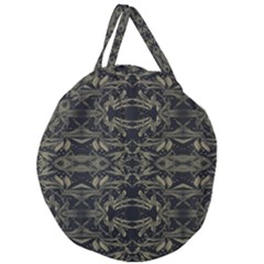 Stylized Golden Ornate Nature Motif Print Giant Round Zipper Tote by dflcprintsclothing