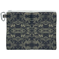 Stylized Golden Ornate Nature Motif Print Canvas Cosmetic Bag (xxl)