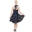 Stylized Golden Ornate Nature Motif Print Halter Party Swing Dress  View2