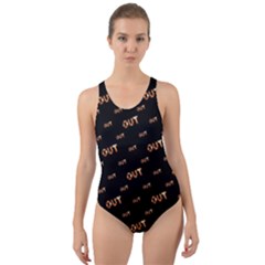 Out Word Motif Print Pattern Cut-out Back One Piece Swimsuit by dflcprintsclothing