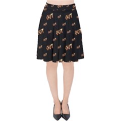 Out Word Motif Print Pattern Velvet High Waist Skirt by dflcprintsclothing