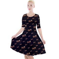 Out Word Motif Print Pattern Quarter Sleeve A-line Dress by dflcprintsclothing