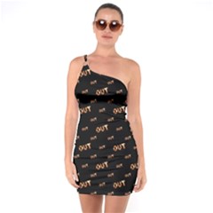 Out Word Motif Print Pattern One Soulder Bodycon Dress