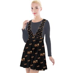 Out Word Motif Print Pattern Plunge Pinafore Velour Dress by dflcprintsclothing