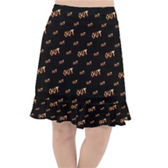 Out Word Motif Print Pattern Fishtail Chiffon Skirt by dflcprintsclothing