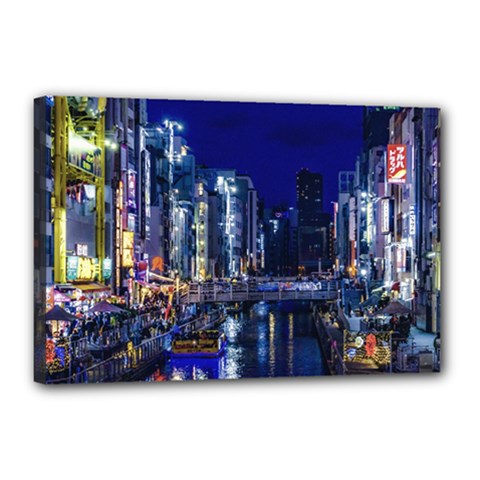 Dotonbori Night Scene - Osaka, Japan Canvas 18  X 12  (stretched) by dflcprintsclothing