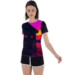 Ocean Dreaming Back Circle Cutout Sports Tee