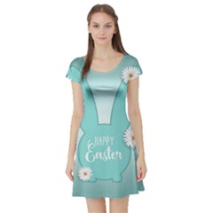 Easter Bunny Cutout Background 2402 Short Sleeve Skater Dress