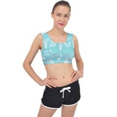 Easter Bunny Cutout Background 2402 V-back Sports Bra by catchydesignhill